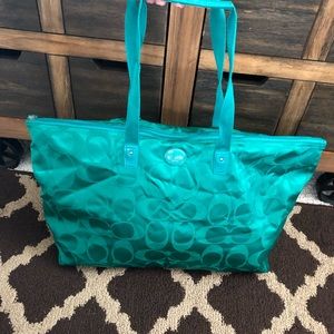 Green Coach Tote/ Weekender Bag
